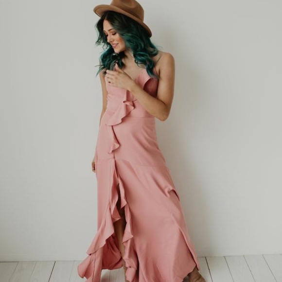 PINK Ruffle Maxi Dress - Picture 2 of 6